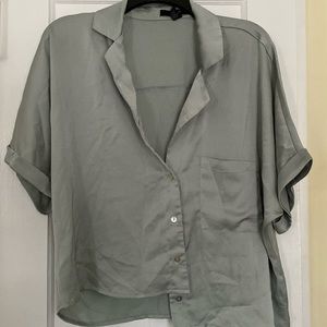 Women’s satin button up tshirt